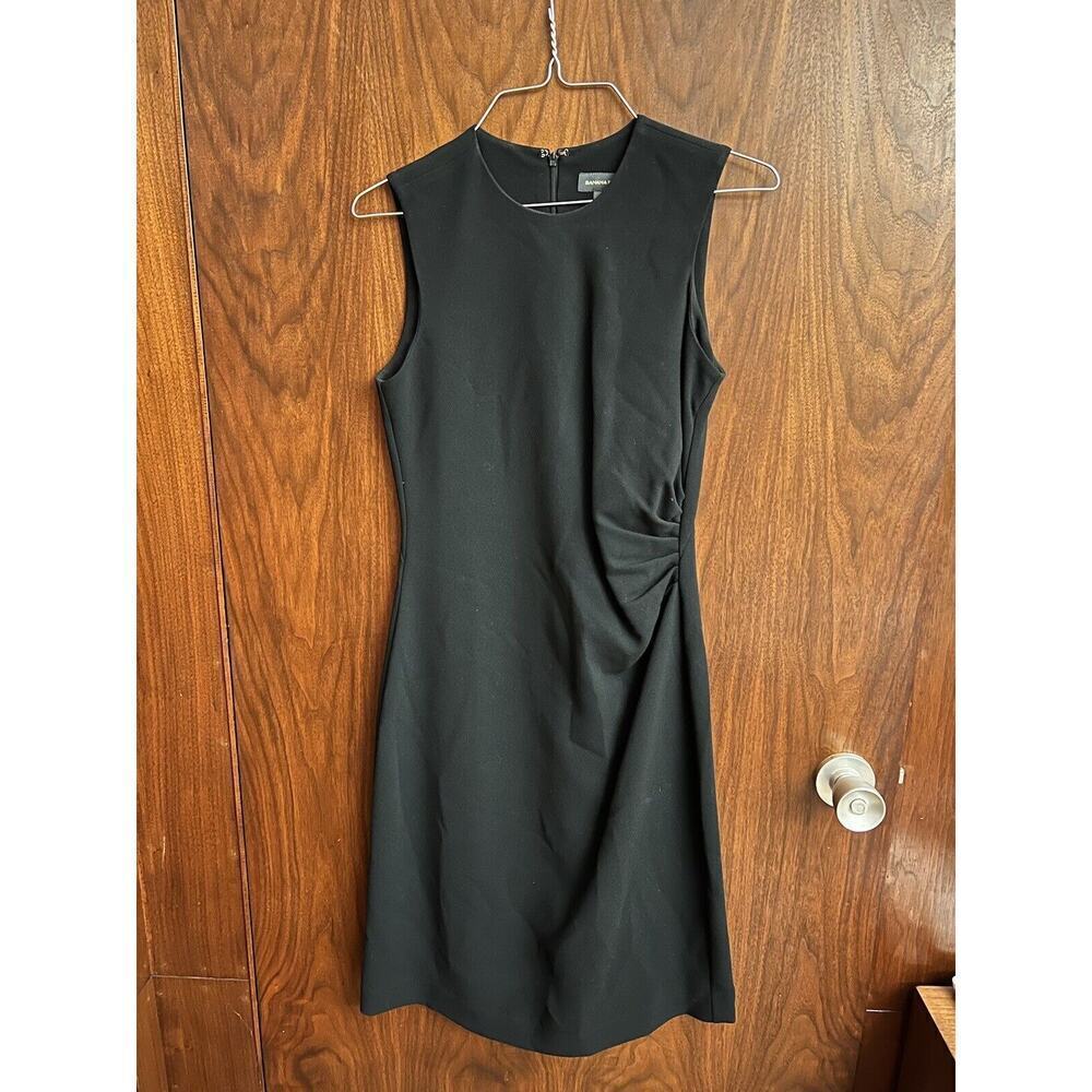 Banana Republic Sheath Dress Womens Size 2 Black Sleeveless Round Neck Back Zip